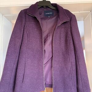 Lands End Women's Wool Blend Purple Boucle Full Zip Jacket- Size 8